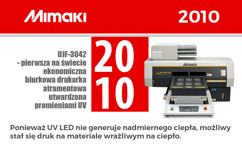Rok 2010 i pierwsze na świecie drukarki biurkowe Mimaki UJF-3042